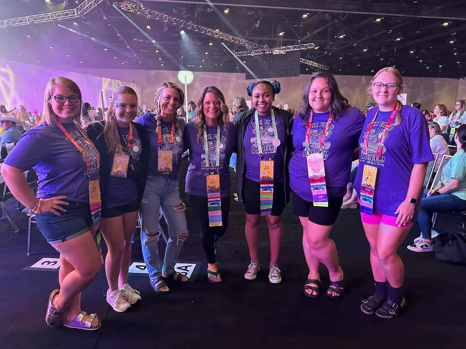Elizabeth's team in matching purple Scentsy shirts